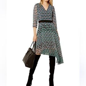 Karen millen asymmetric geometric print dress multicolor size US 8